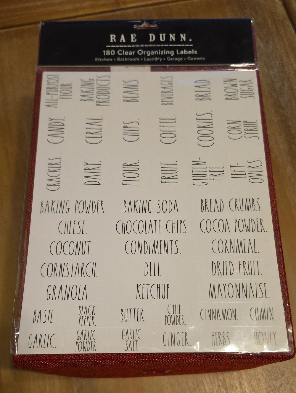Rae Dunn Clear Organizing Labels with Black Text